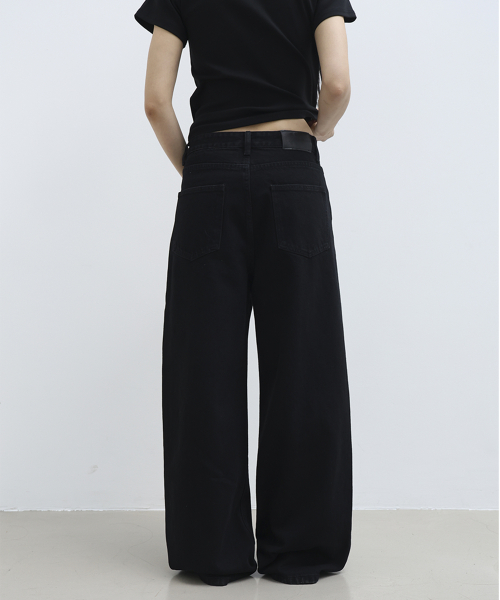 Унисекс классические широкие джинсы 9445 Black