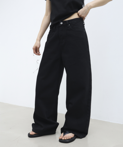 Унисекс классические широкие джинсы 9445 Black