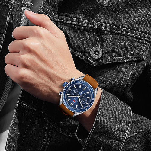 MUSINSA公式 | MINI FOCUS Men's Leather Band Chrono