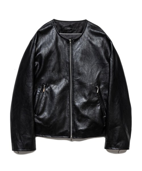 Кожаная куртка в стиле вестерн без воротника Black