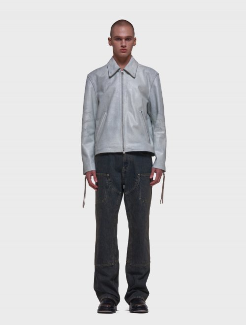 WHITE DISTRESS BIKER JACKET [White]