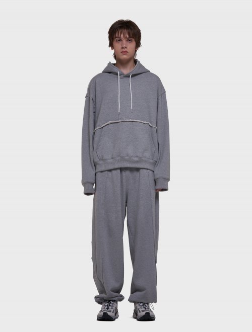 CUTTING HOOD SWEAT SHIRTS [Gray]