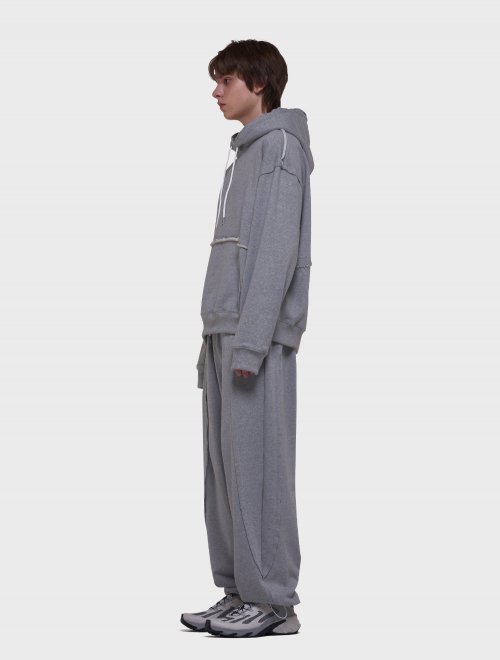 CUTTING HOOD SWEAT SHIRTS [Gray]