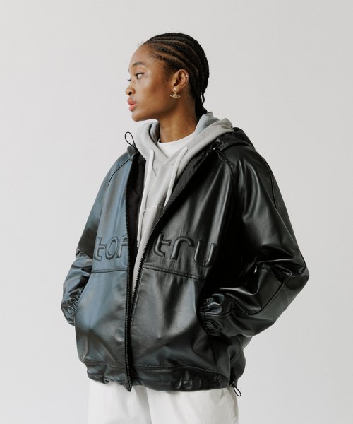 OOT Leather Zip-Up Hoodie