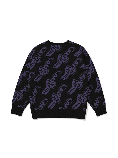 Jacquard Knit Pullover Black