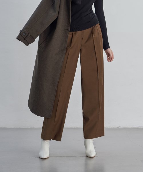 Signature Wool Semi Wide Slacks (Brown)