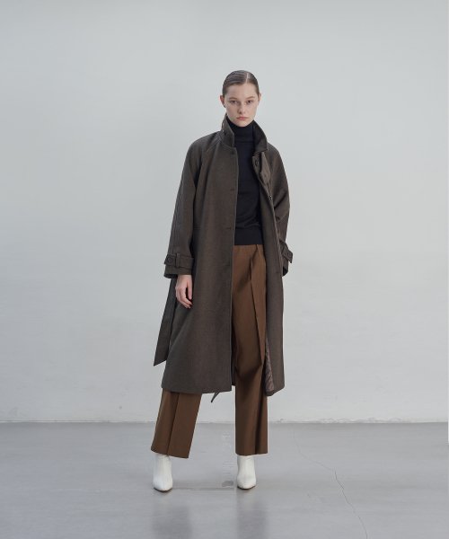 Signature Wool Semi Wide Slacks (Brown)