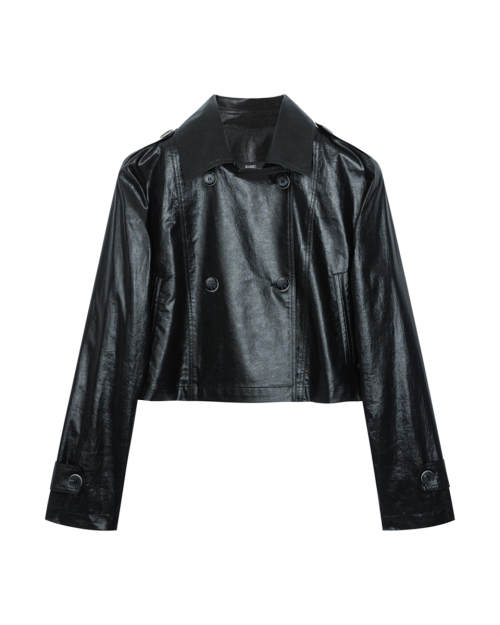 Кожаная двубортная куртка Colin с воротником Black COLIN42BK