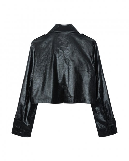 Кожаная двубортная куртка Colin с воротником Black COLIN42BK