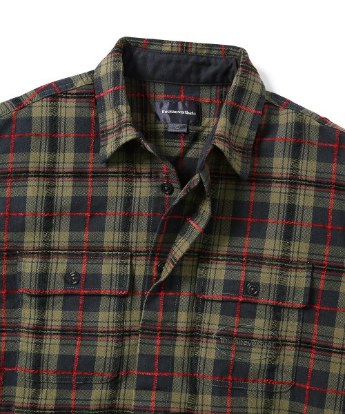 디스이즈네버댓(THISISNEVERTHAT) E/T-Logo Plaid Shirt Jacket Navy