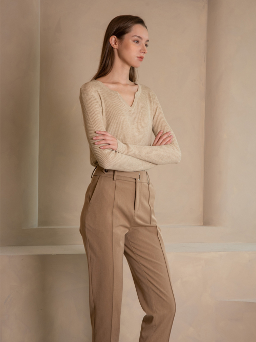 WED Belted straight trousers_brown