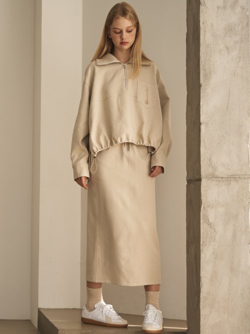 Рубашка на полумолнии (Cream Herringbone)