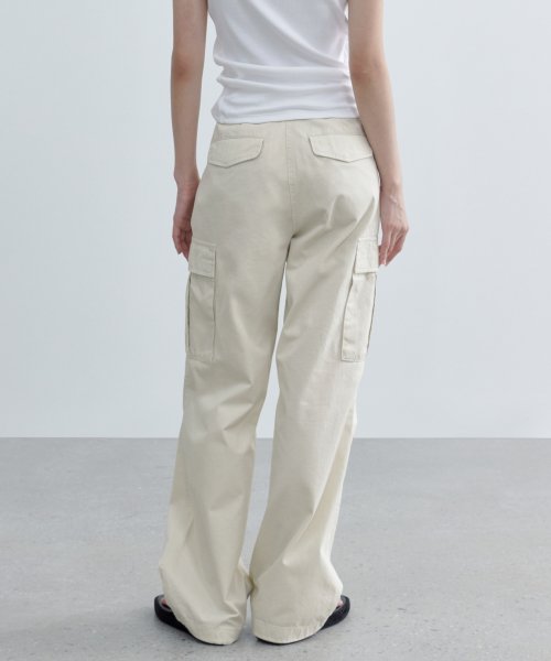 WOMENS WIDE CARGO PANTS [CREAM]