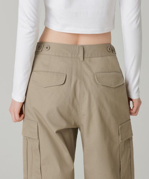 Women's Wide Cargo Pants [Beige] thumbnail 5