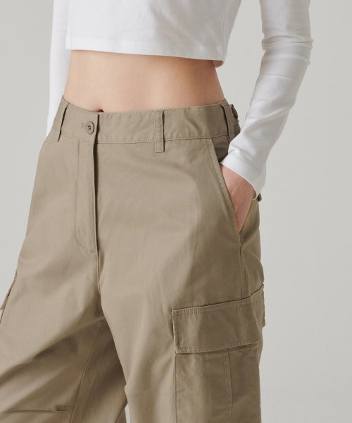 Women's Wide Cargo Pants [Beige] thumbnail 7