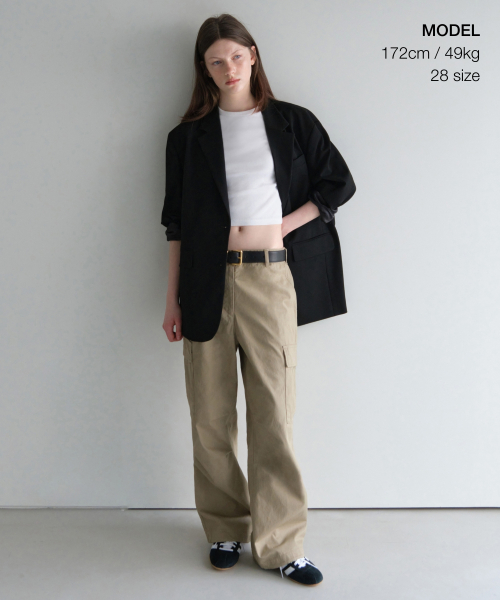 WOMENS WIDE CARGO PANTS [BEIGE]