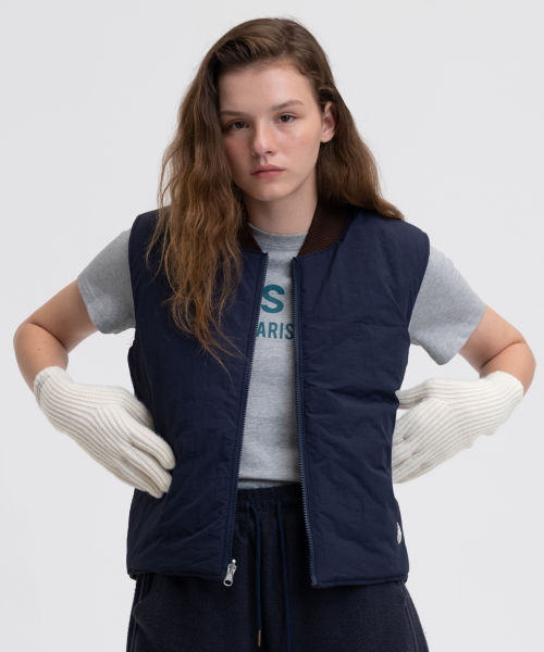 PATTERN QUILTED VEST - BROWN