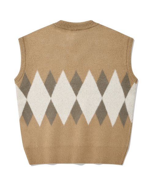 Жилет SP с жаккардовым узором диагональ-Beige