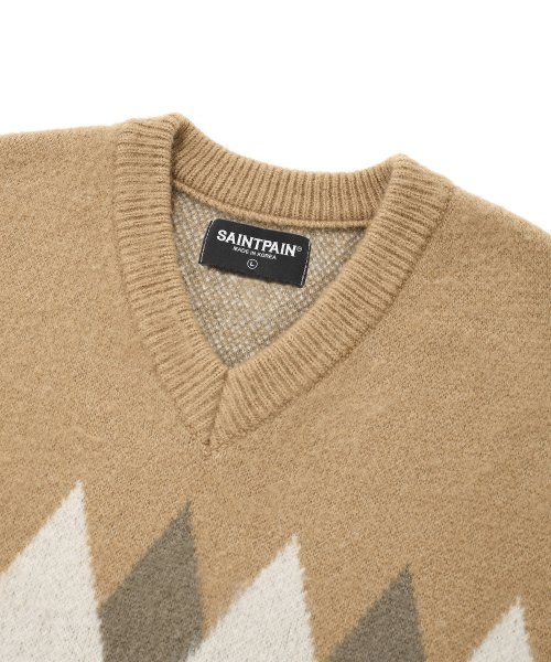 Жилет SP с жаккардовым узором диагональ-Beige