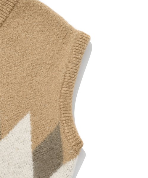 Жилет SP с жаккардовым узором диагональ-Beige