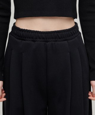 MUSINSA STANDARD WOMAN ウィメンズ ダブルニットツータック ワイドラウンジスウェットパンツ [ブラック] 画像 4