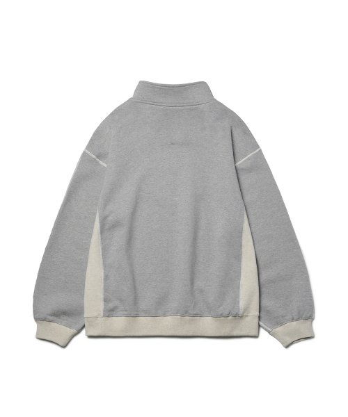 Shoulder Split Half Zip Sweatshirts Melange Blend