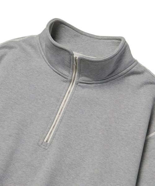 Shoulder Split Half Zip Sweatshirts Melange Blend