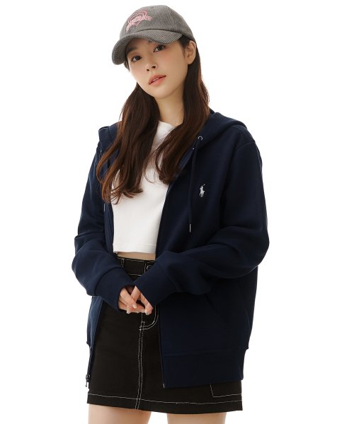 POLO RALPH LAUREN ポロ・ラルフ・ローレン ダブルニットフルジッパーフーディ - ネイビー 画像 4