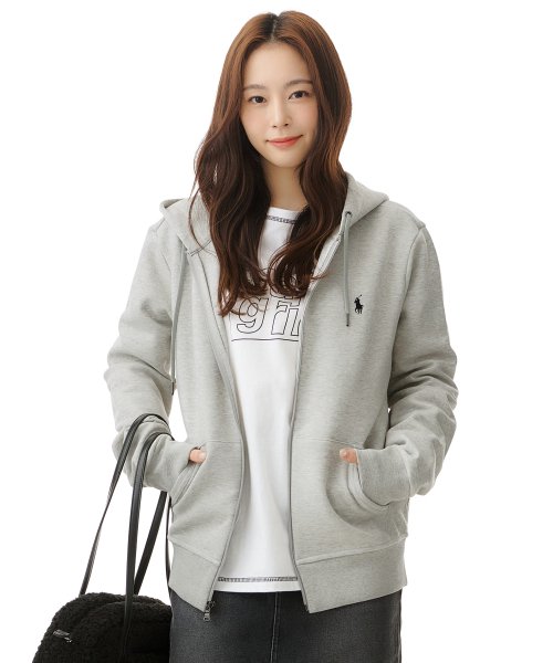POLO RALPH LAUREN ポロ・ラルフ・ローレン ダブルニットフルジッパーフーディ - グレー 画像 3