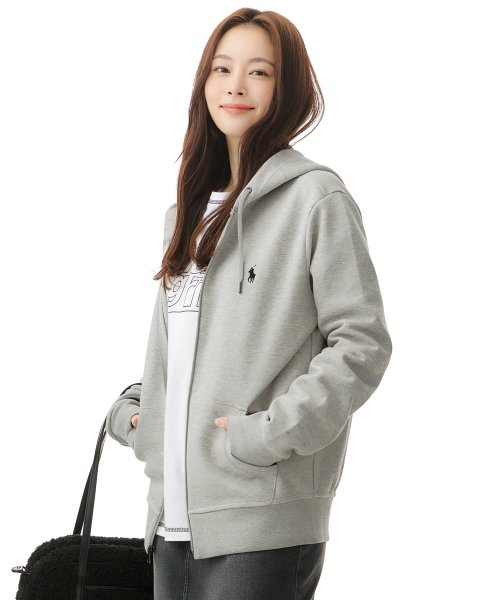 POLO RALPH LAUREN ポロ・ラルフ・ローレン ダブルニットフルジッパーフーディ - グレー 画像 4
