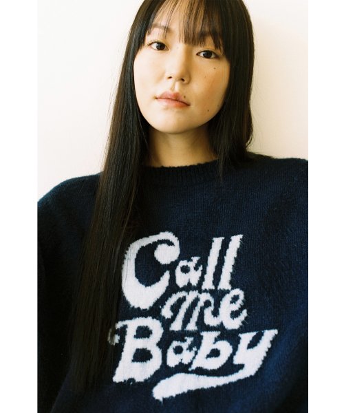 MUSINSA | CALL ME BABY Baby Logo Sweater (Navy)