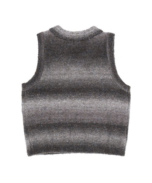 Свободный вязаный жилет с градиентом букле (Charcoal)