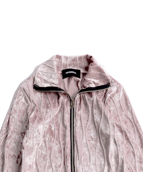 VELVET WAVE STITCH 2WAY ZIP UP (PINK)