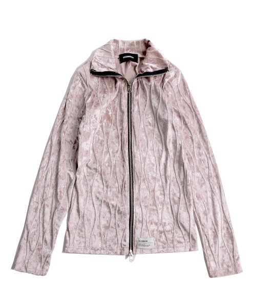 VELVET WAVE STITCH 2WAY ZIP UP (PINK)