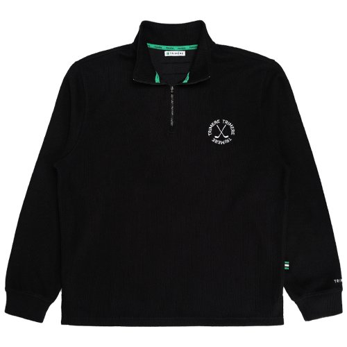 Простая круглая вышивка полузип UNISEX BLACK