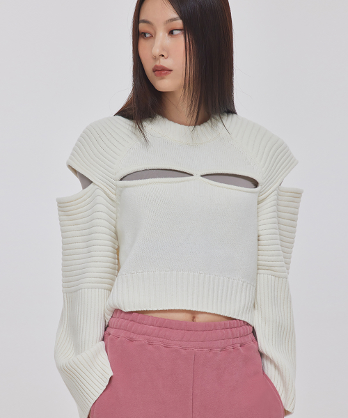 CUTOUT FISHER OVERSIZED KNIT TOP_T226TP110
