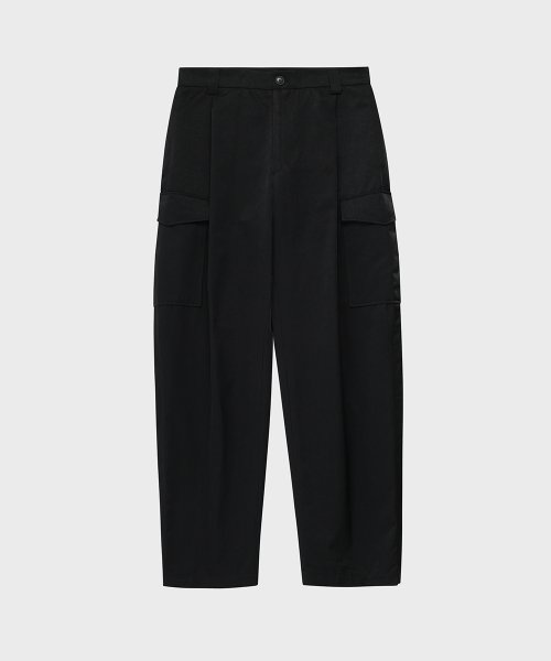 Плиссированные брюки из хлопка с карманами (Black)