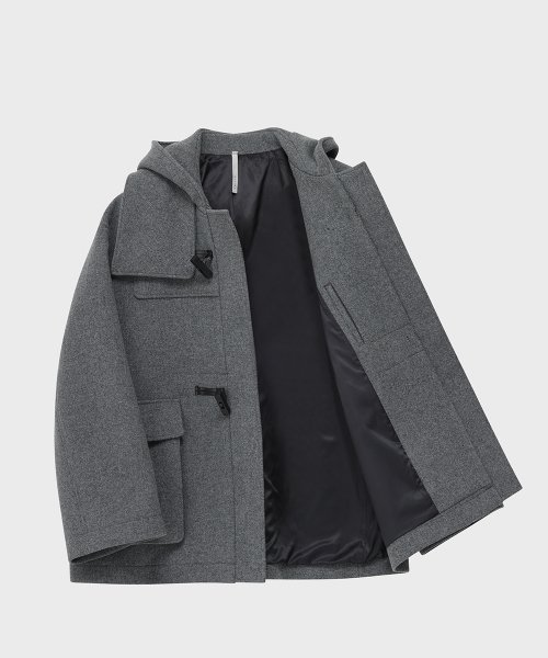 Свободный дафлкот с капюшоном (Grey)
