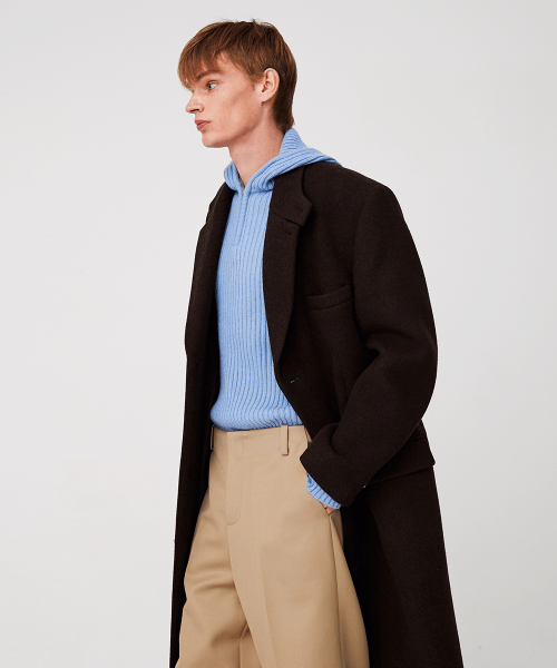 2-Way Collar Button Long Coat [коричневый Twill]