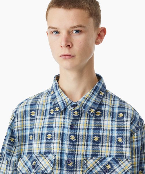 MUSINSA | thisisneverthat® African Check Shirt Blue