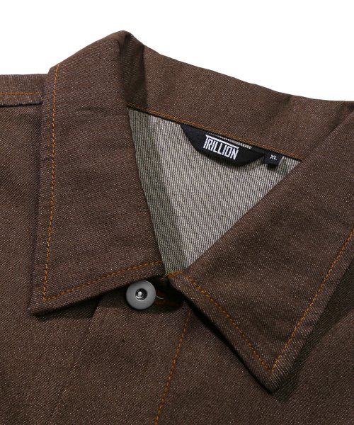 Washed стич деним жакет (BROWN)