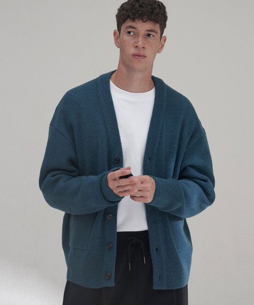 bulky woolcardigan_BLUE