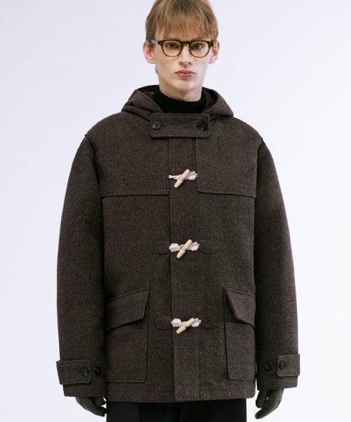 Короткое дафлкот-пальто балмакаан унисекс (BROWN)