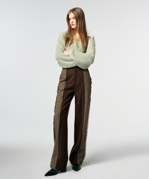 Color Block Fringe Брюки Коричневый
