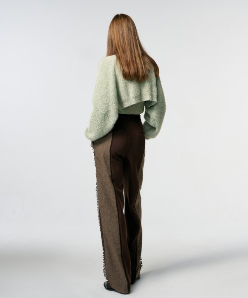 Color Block Fringe Брюки Коричневый