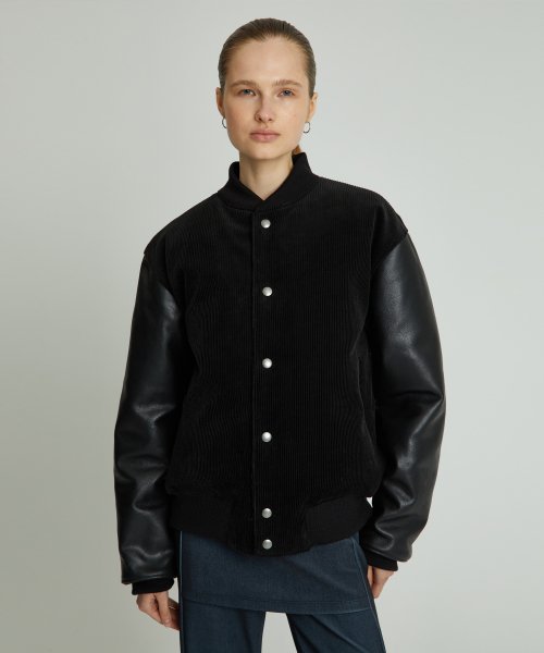 Corduroy Calf Leather Укороченный Пух Свитер чёрный