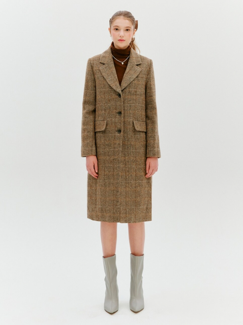 Herringbone клетчатый прямой длинный жакет SWLJMK0100