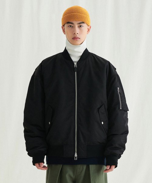 MUSINSA | MELANGE MASTER Loose-fit MA-1 Jacket [Black]