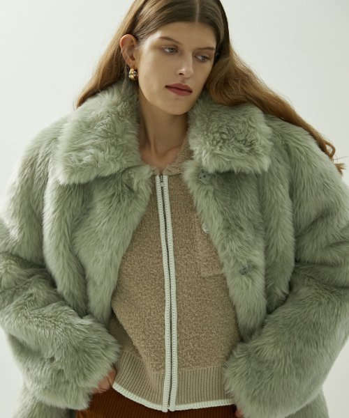 Olive green 2024 faux fur jacket