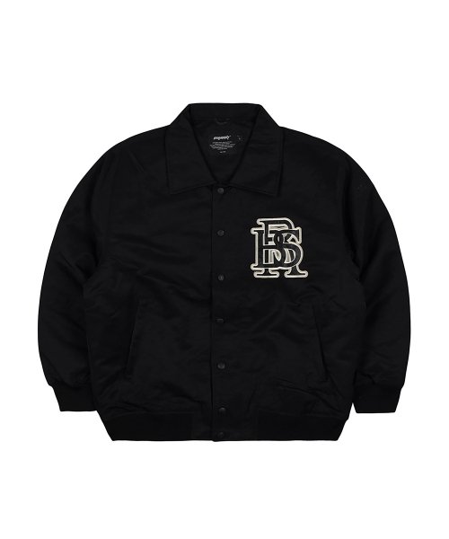 MUSINSA | BSRABBIT Big Logo Collared Varsity Jacket Black